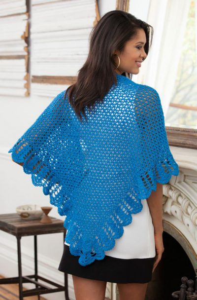 V-Stitch & Scallop Shawl Free Crochet Pattern